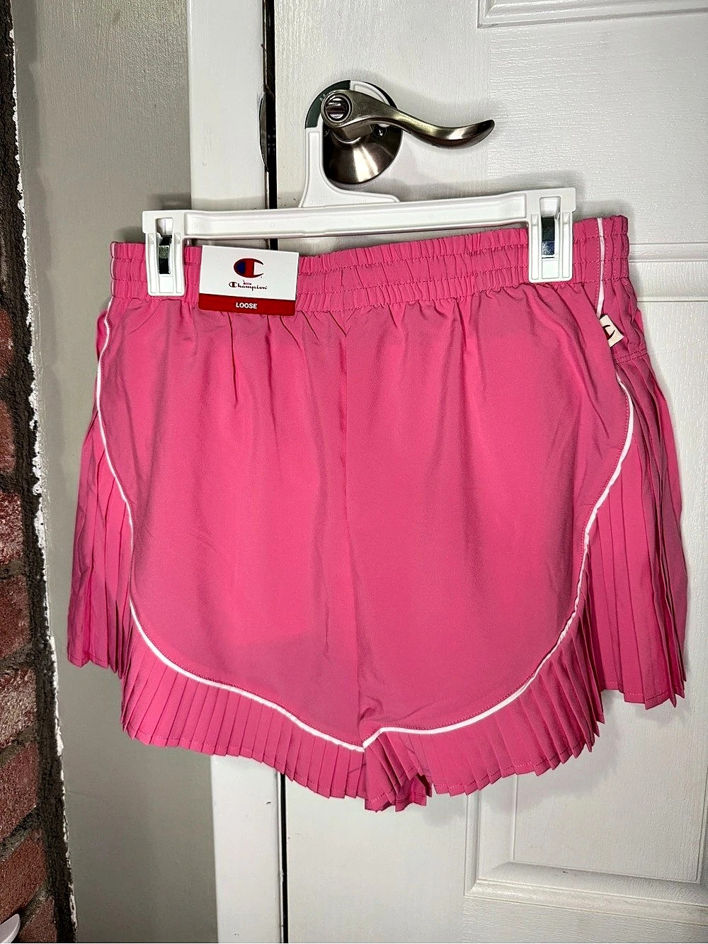 Champion Collegiate Pleated Short Athletic Shorts Pink Medium